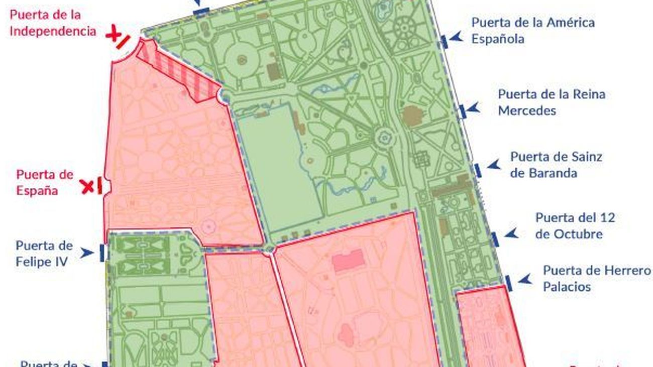 El mapa para conocer los accesos al Retiro y qué zonas están ya abiertas