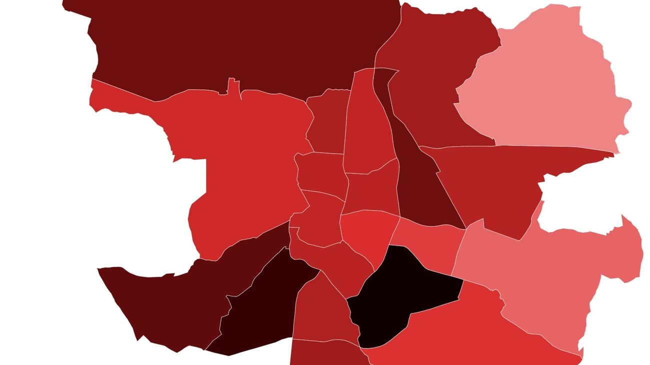 El coronavirus en Madrid capital: de los primeros casos en Centro y Tetuán al castigo de los distritos del sur