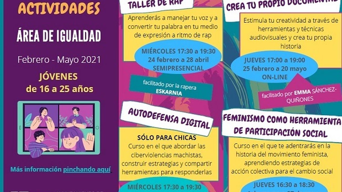 Talleres de Igualdad en Móstoles para jóvenes de hasta 25 años
