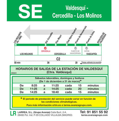 Horario de vuelta de la lanzadera / CRTM