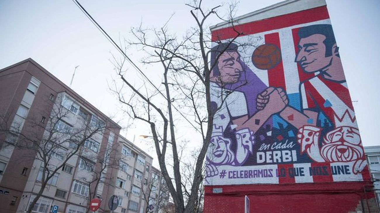 Madrid estrena un mural para conmemorar el derbi