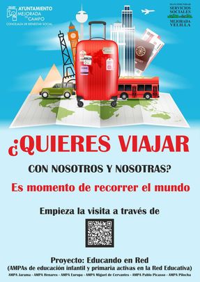 Cartel de los viajes virtuales de Mejorada del Campo / AYTO MEJORADA DEL CAMPO