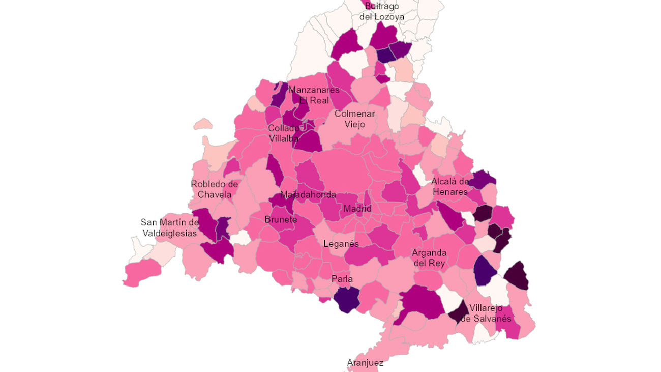 El mapa del coronavirus en Madrid a 30 de marzo de 2021