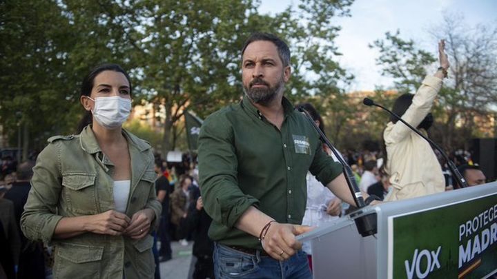 Acto de Vox en Alcorcón este viernes con la presencia de Santiago Abascal y la candidata Rocío Monasterio / VOX