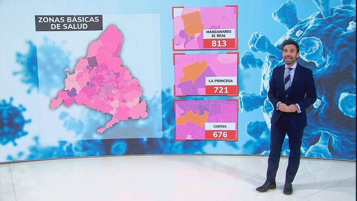 Manzanares El Real, La Princesa en Móstoles y Cortés en la capital las zonas con más contagios