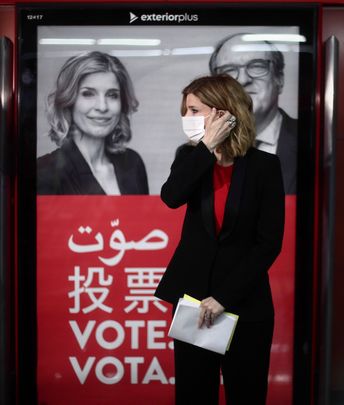 Hana Jalloul, miembro de la lista de Ángel Gabilondo, este viernes en Sol / EUROPA PRESS