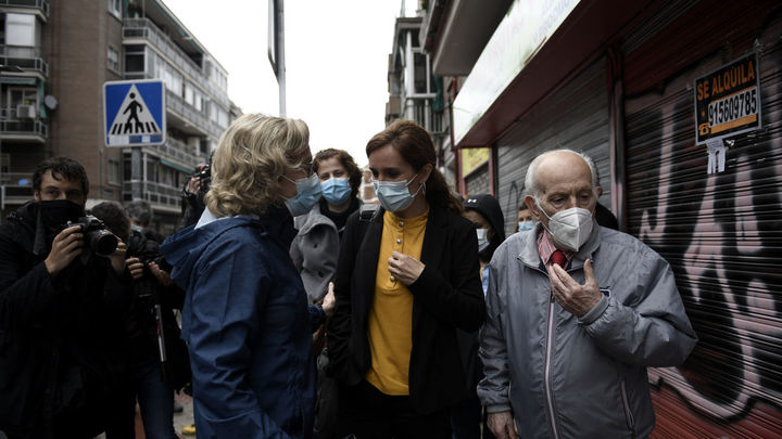 La candidata de Más Madrid, Mónica Garcia, esta mañana en Carabanchel / EUROPA PRESS