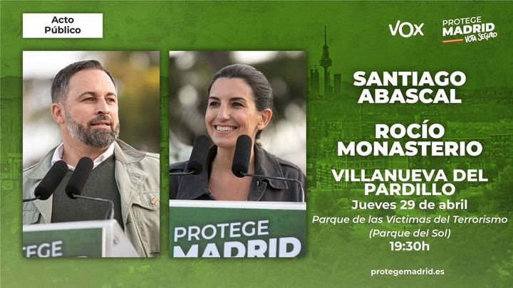 Convocatoria del acto de Vox en Villanueva del Pardillo, este jueves / VOX
