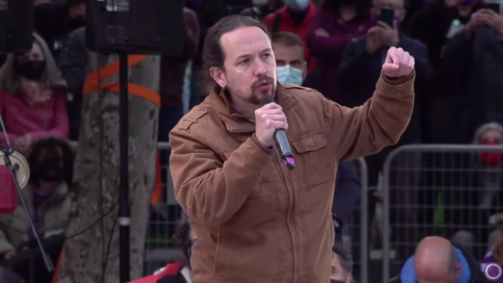 Pablo Iglesias durante el mitin en Vallecas de este viernes / PODEMOS COMUNIDAD DE MADRID