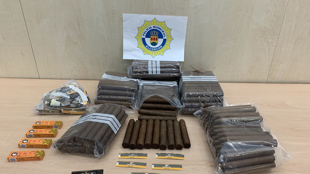 Remesa de puros intervenidos por la Policía de Alcorcón