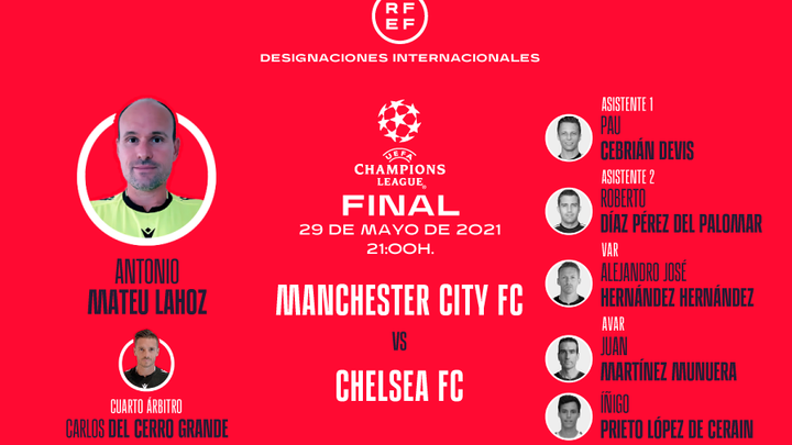 Equipo arbitral de la final de la Liga de Campeones 2021 / rfef