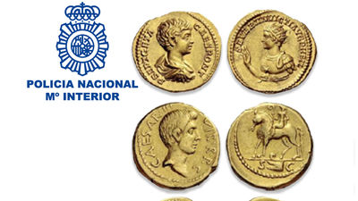 La Policía Nacional recupera tres monedas áureos del Imperio Romano de gran valor histórico y económico