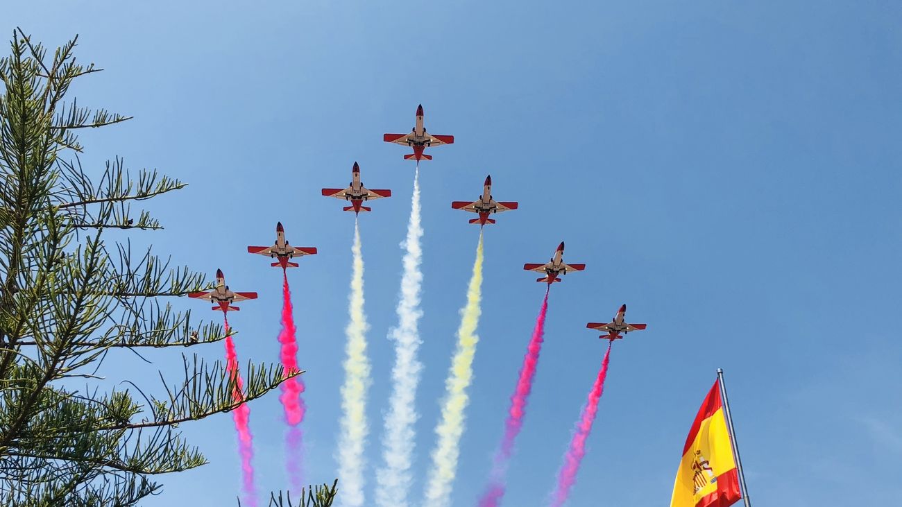 La Patrulla Águila ya ensaya en Madrid el homenaje del sábado a las Fuerzas Armadas