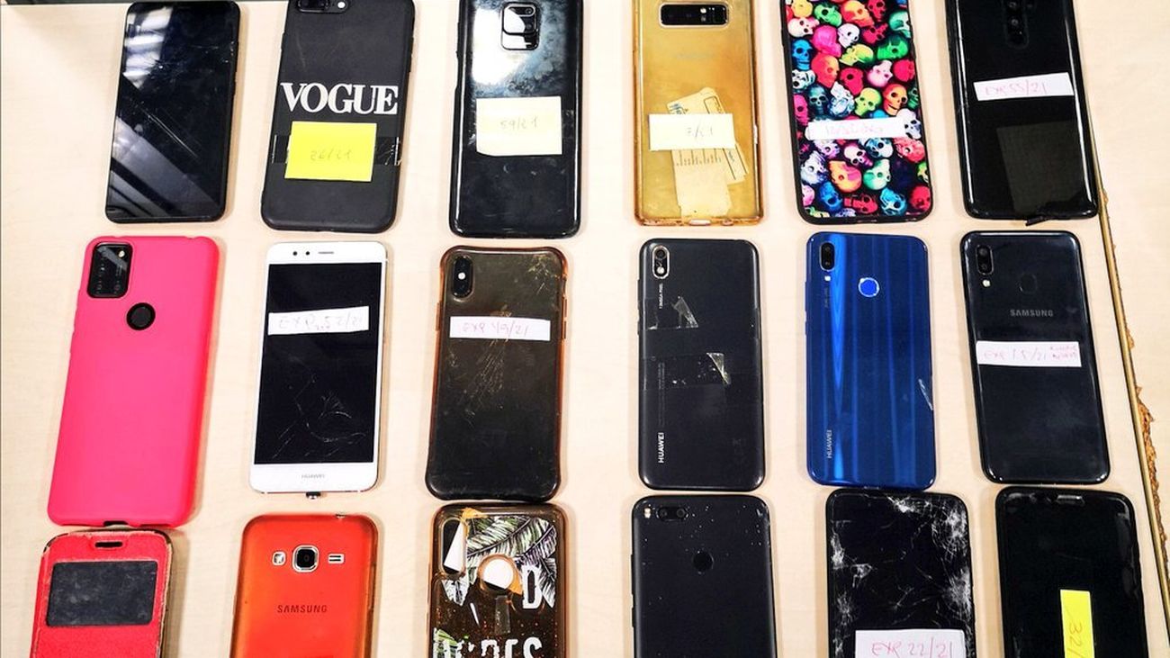 Teléfonos móviles recuperados por la Policía de Alcorcón
