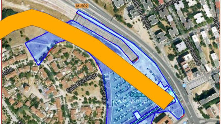 La nueva Cañada Real de Madrid (amarillo), terrenos que pretendía subastar Defensa (azul) / AV CAMPAMENTO