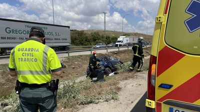 Herida grave una mujer en un aparatoso accidente en la M50 a la altura de Getafe