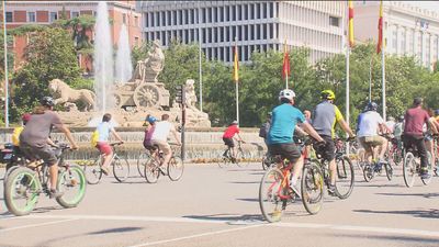 Un centenar de manifestantes en bicicleta recorren el centro de la capital en defensa de Madrid Central