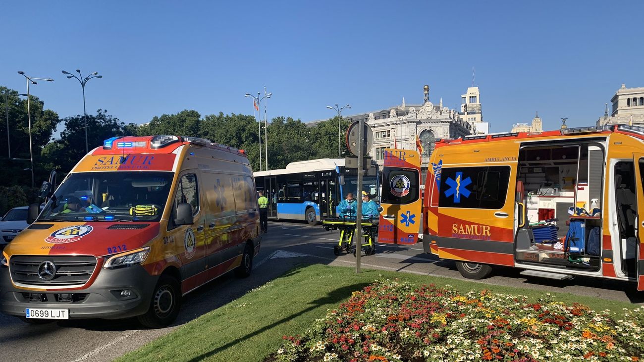 Accidente de una ciclista en la plaza de Cibeles