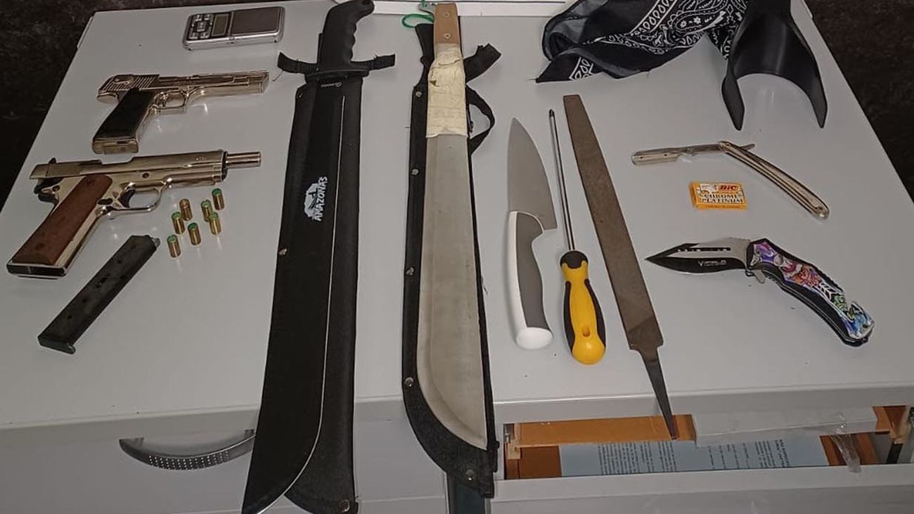 Armas incautadas a los detenidos en Ciudad Lineal