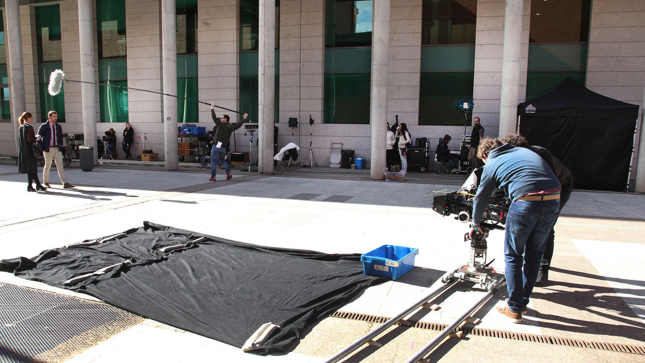 Rodaje de una serie de televisión en Alcobendas