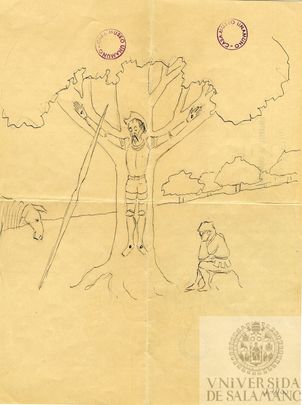 Dibujo autoría de Unamuno que se ha introducido en la cámara acorazada del Instituto Cervantes / CASA MUSEO UNAMUNO