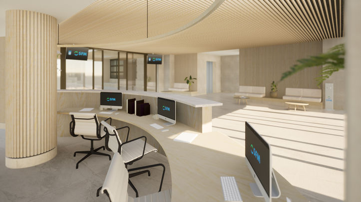 Imagen simulada del proyecto ganador 'La luz que guía' de la recepción del tanaatorio / @madrid