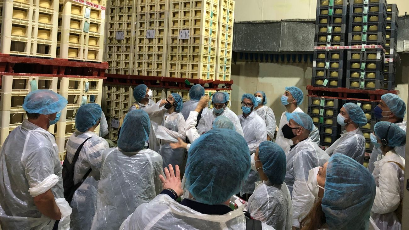 Grupo de investigadores visitantes en una quesería de Campo Real