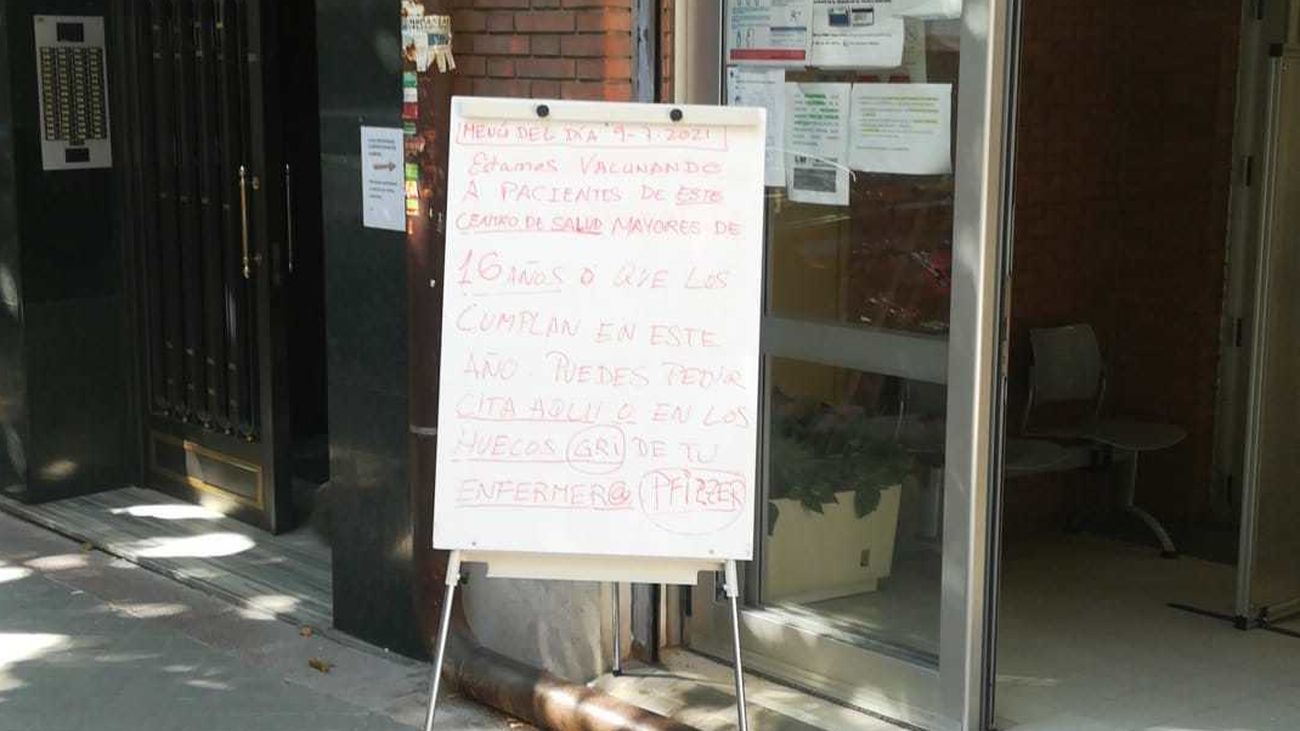 El 'menú del día' para vacunarse en un centro de salud de Madrid