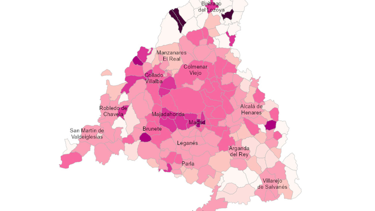 Los barrios y pueblos de Madrid que lideran los contagios de esta quinta ola del coronavirus