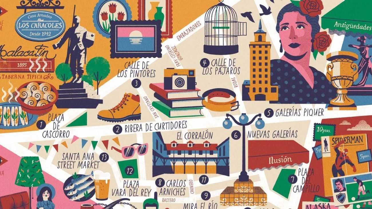 El Rastro de Madrid cuenta con un nuevo mapa cultural ilustrado y gratuito