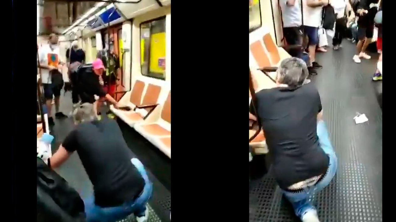 Las imágenes de la brutal agresión en el metro de Madrid a un enfermero, al que golpean en un ojo