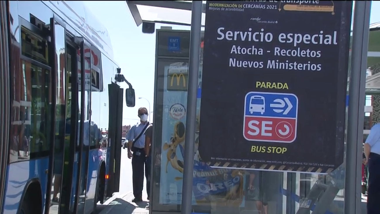 Autobuses  gratuitos  entre Atocha y Nuevos Ministerios por el cierre del túnel de Recoletos