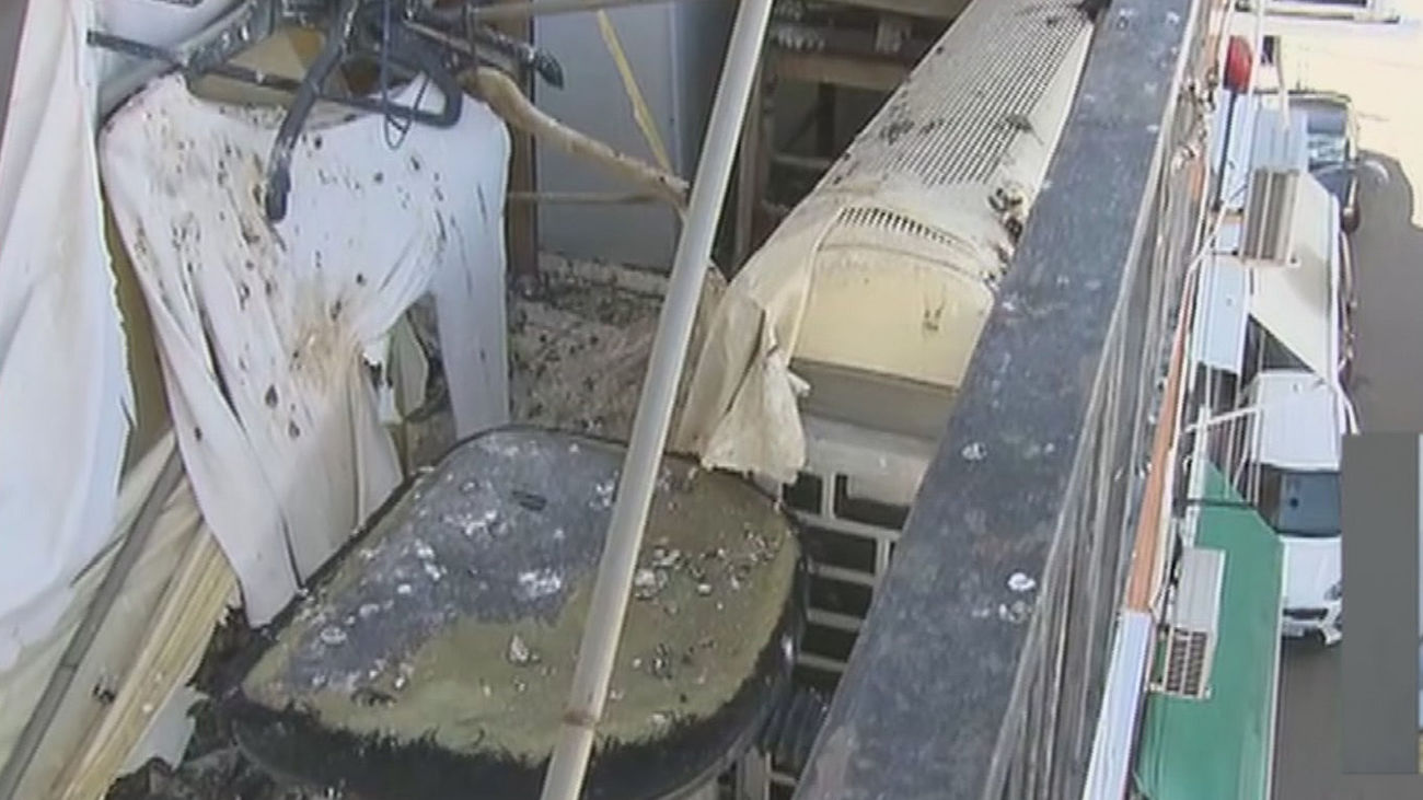 Las palomas y sus excrementos ‘okupan’ la terraza de un piso cerrado de Aranjuez