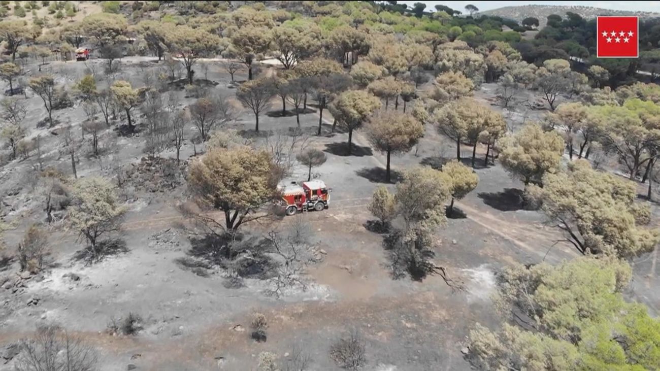 Imagen del incendio del pantano de San Juan ya extinguido