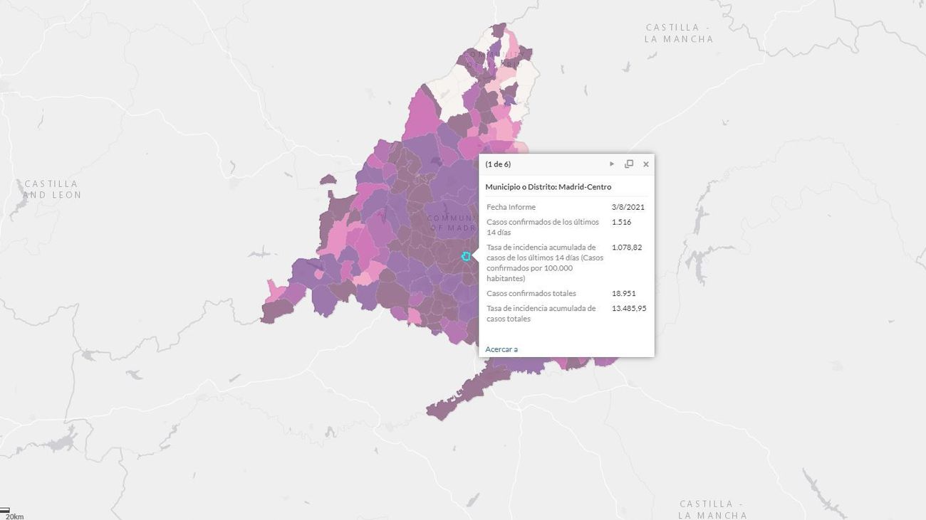 17 distritos de Madrid superan una incidencia de 700 en este inicio de agosto