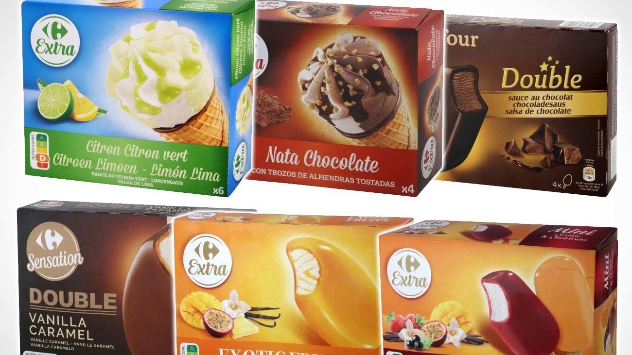 Varios helados de marca blanca de Carrefour