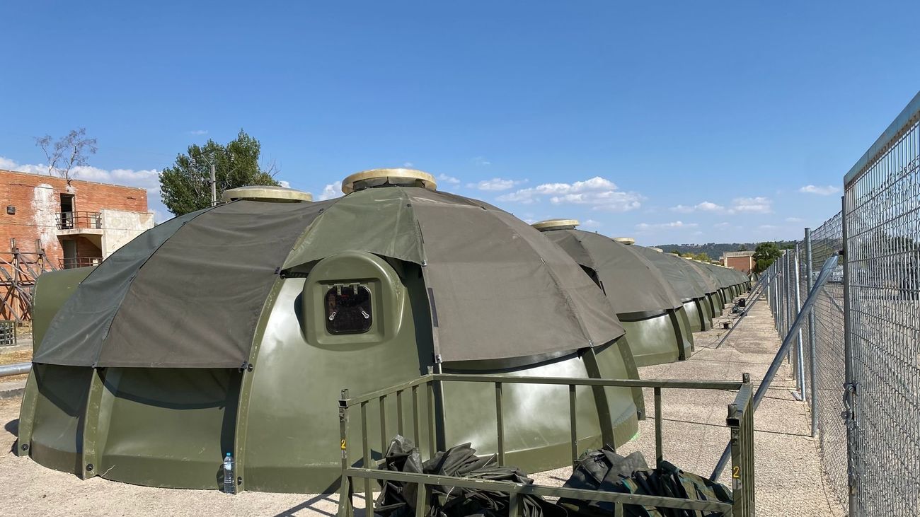 Módulos de estancia temporal en la base de Torrejón de Ardoz para acoger a las personas evacuadas de Afganistán