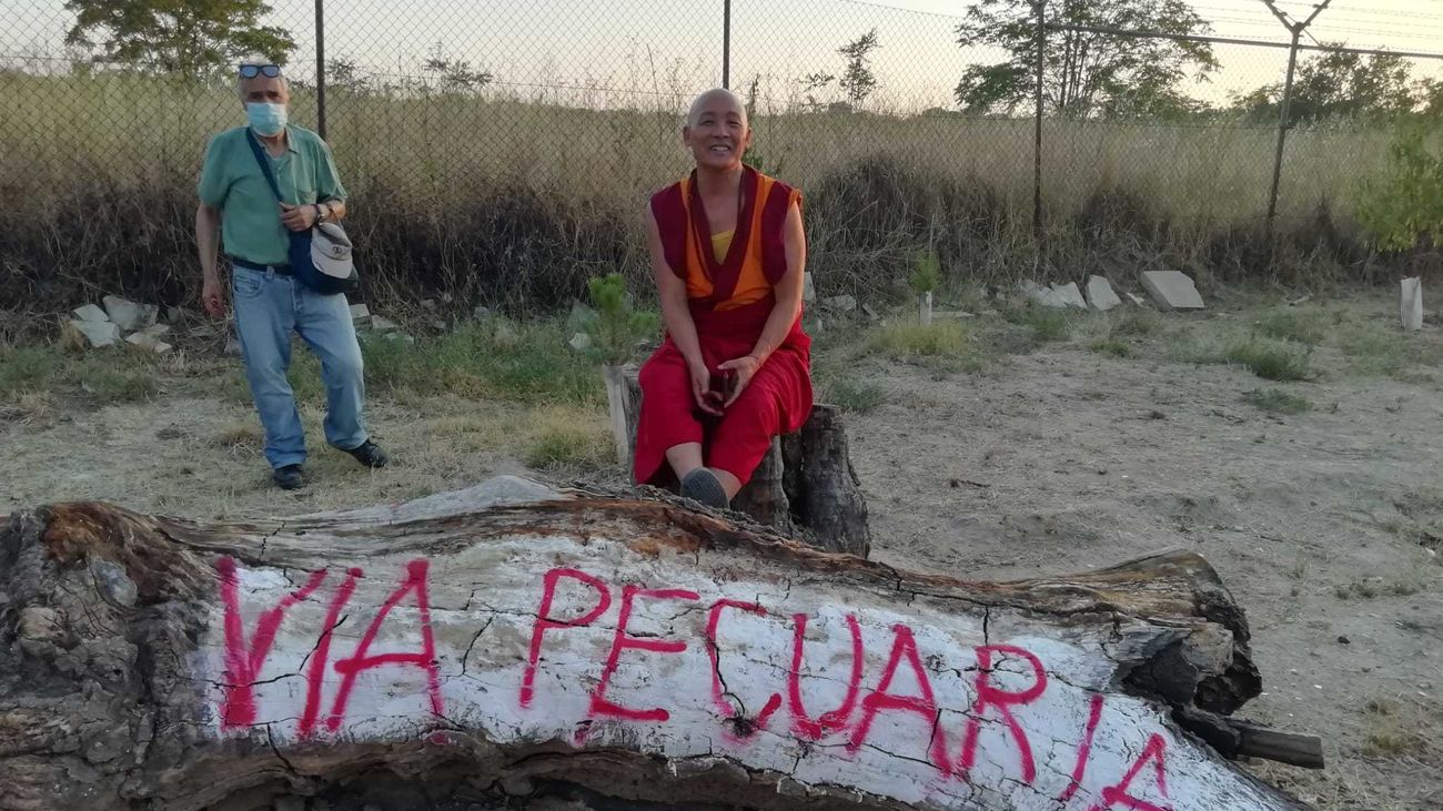 Un monje tibetano se pasea por Carabanchel