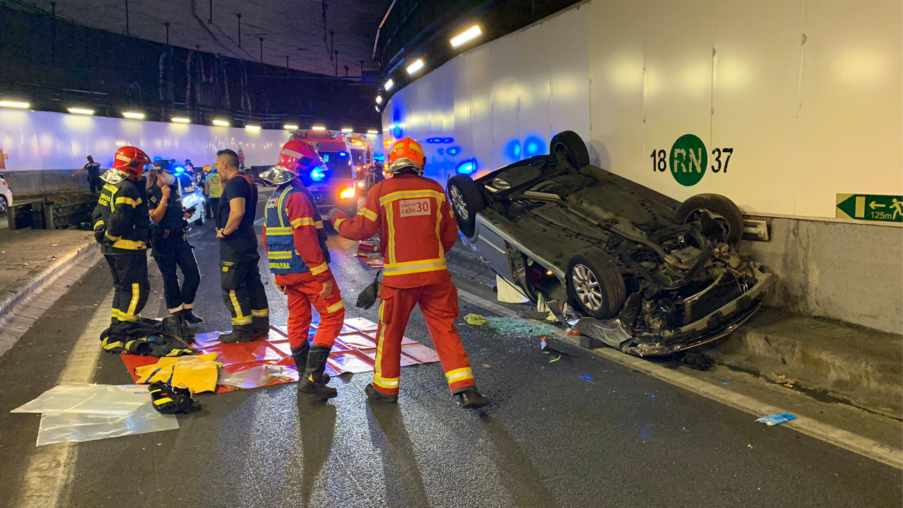 El vehículo accidentado en la M-30