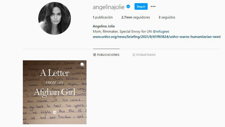 La nueva cuenta de Instagram de Angelina Jolie / REDACCIÓN