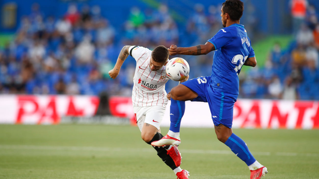 Un momento del encuentro entre el Getafe y el Sevilla