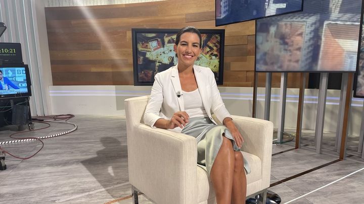 Rocío Monasterio, portavoz de Vox, en el plató de Telemadrid / TELEMADRID