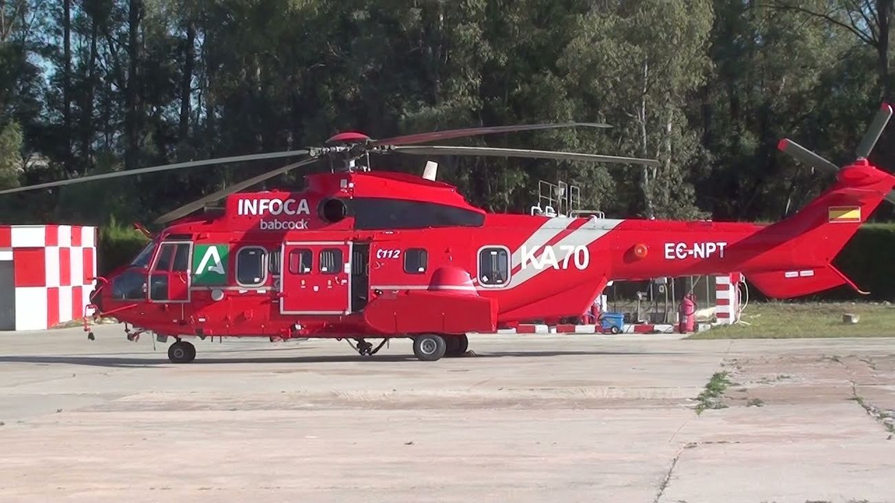 Ilesos los 19 ocupantes del helicóptero accidentado en el incendio de Málaga