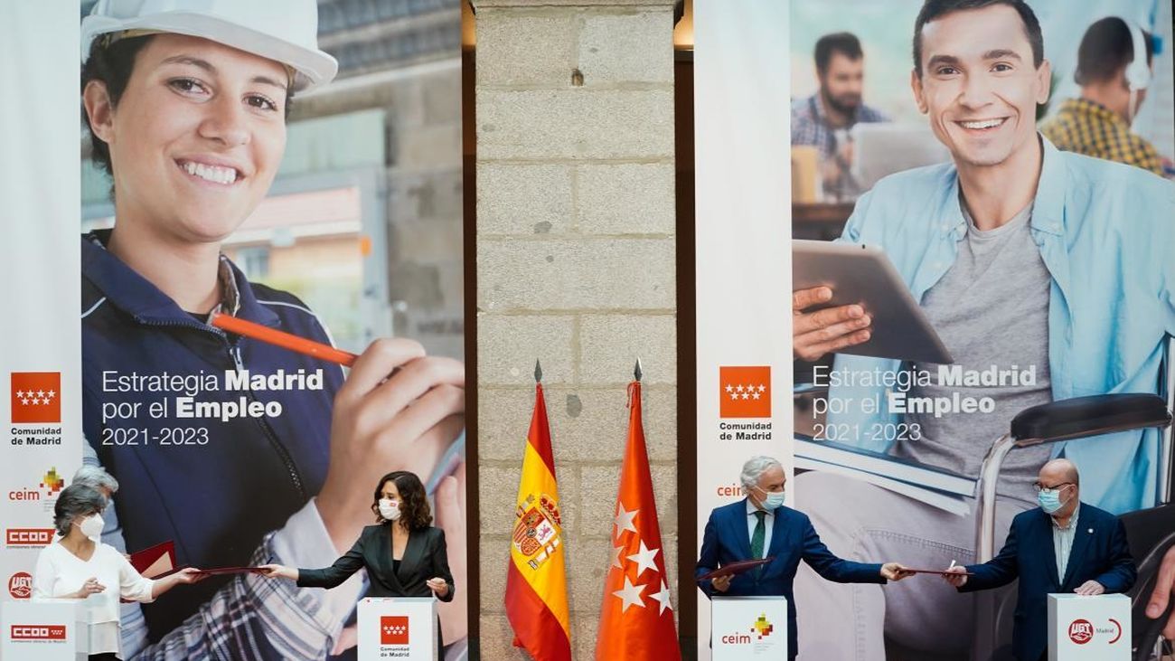 Los cuatro ejes en los que se basa la Estrategia Madrid por el Empleo 2021-23