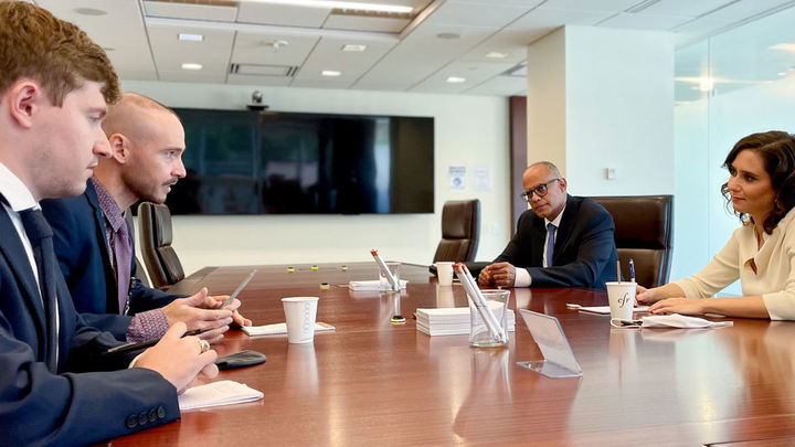 Ayuso en su reunión en el Council on Foreign Relations / EFE