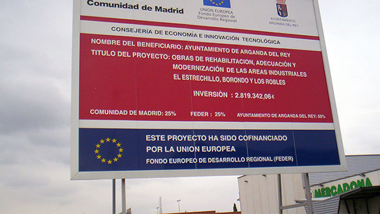 Obras en Arganda del Rey con cargo a los fondos FEDER de la Unión Europea