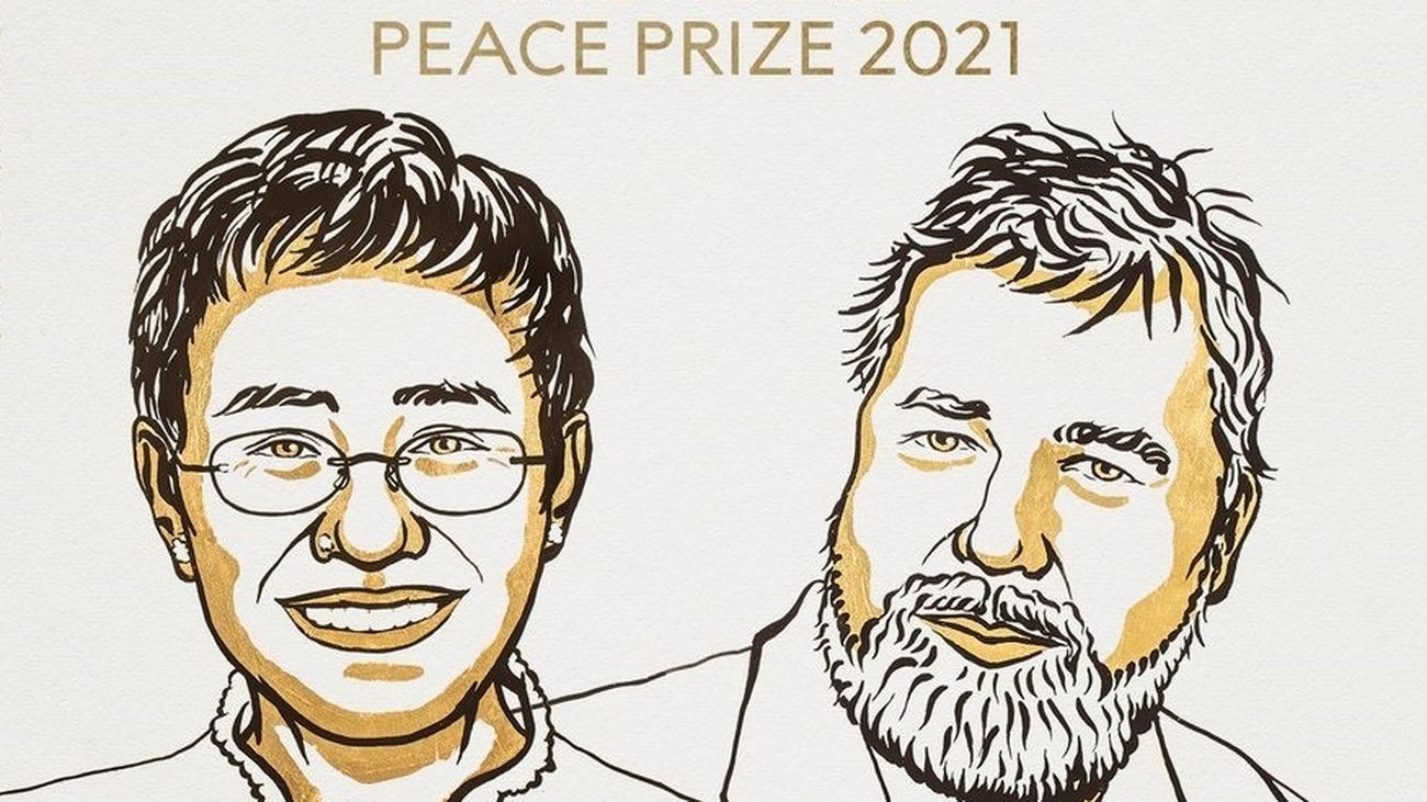 Imagen de Maria Ressa y Dimitri Muratov, premios Nobel de la Paz