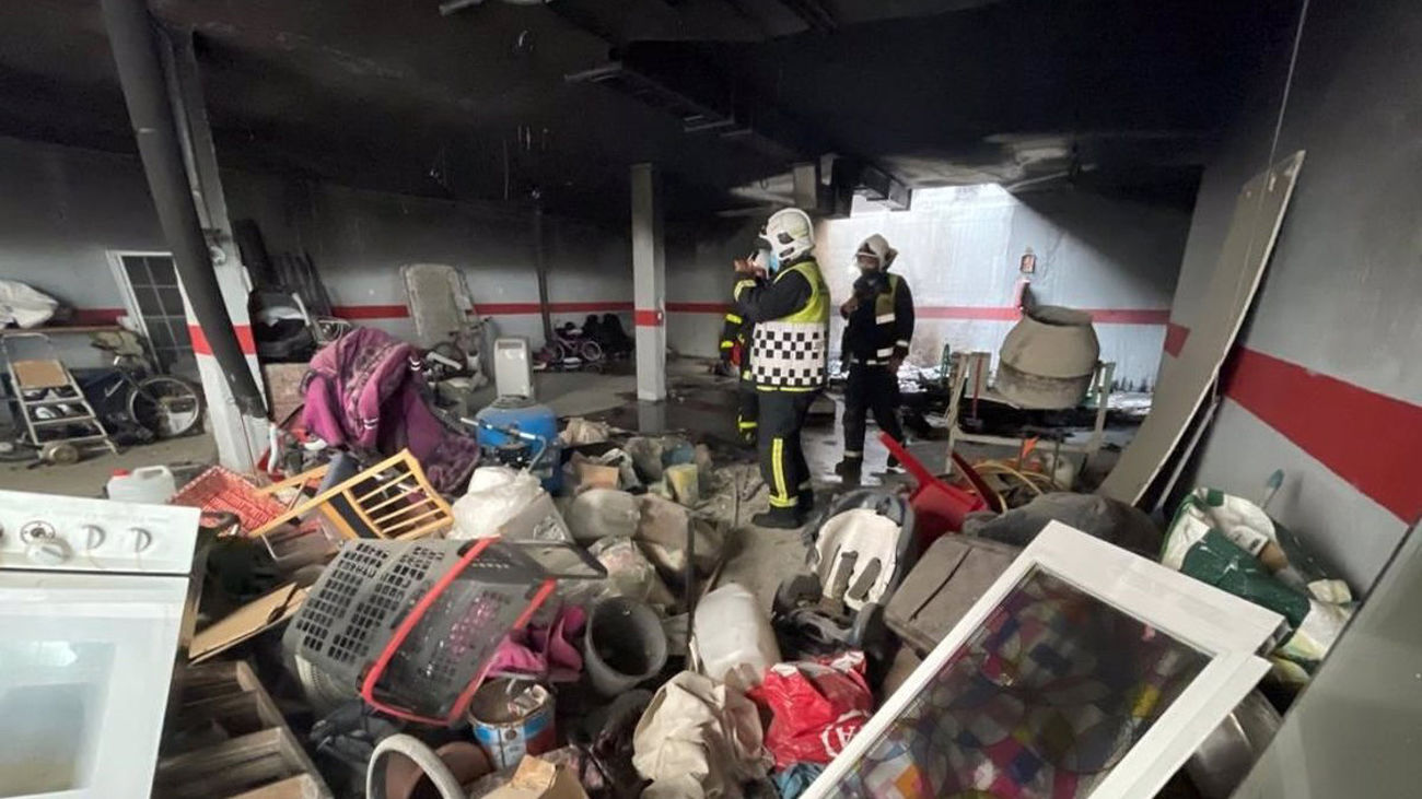 Garaje incendiado en Leganés