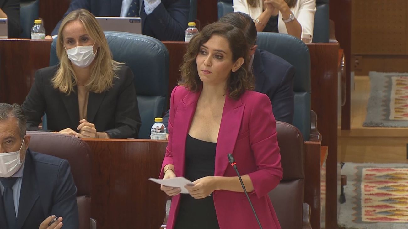 La presidenta regional, Isabel Díaz Ayuso en la Asamblea de Madrid