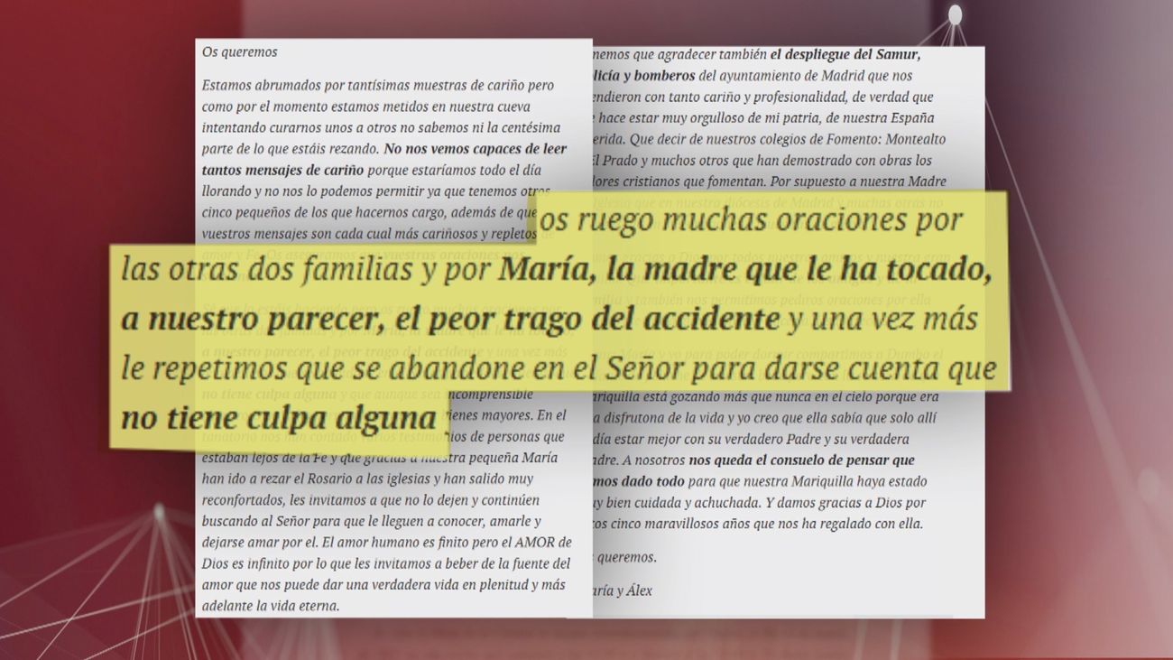 La emotiva carta de agradecimiento de los padres de la niña fallecida en el colegio Montealto